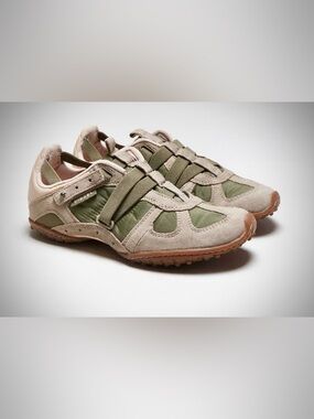 Diesel Moslette Olive Green Tan Suede Leather Sneakers Low Top Trainers Shoe 5.5